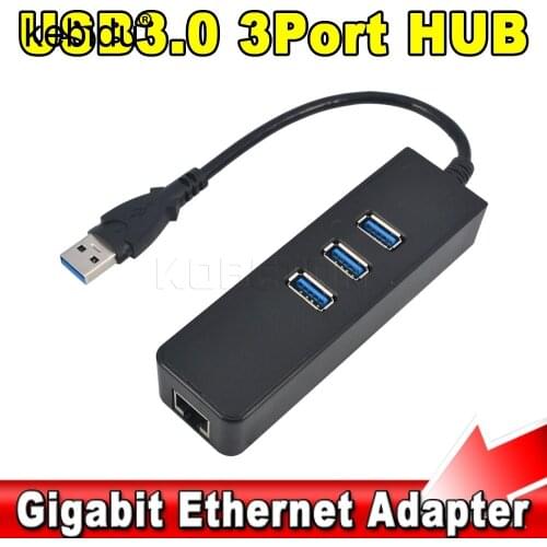 USB Ethernet Adapter 3 Port USB 3.0 HUB 10/100 Mbps Usb to RJ45 Gigabit Ethernet LAN Wired Network Adapter For Windows Mac