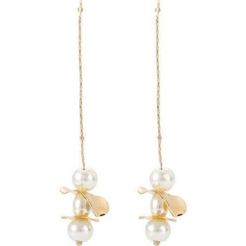CRLEY 2019 New Design Metal Gold Geometric Irregular Natural Freshwater Pearl Drop Earrings for Women Female Models Jewelry