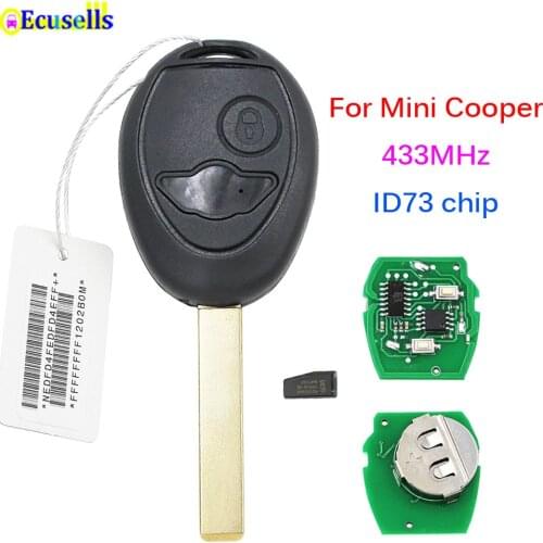2 Button Remote Key Fob 433MHZ 434MHZ with ID73 Chip for BMW Mini Cooper Rover 75 HU92 Blade