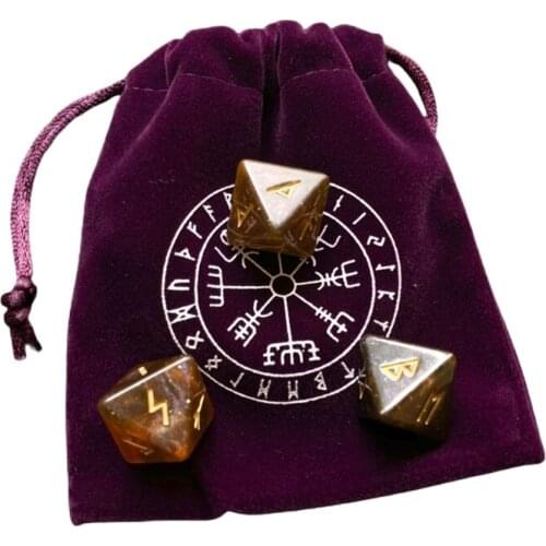 2021 New 3 Pcs 8-Sided Rune Dices Resin Assorted Polyhedral Dice with Storage Bag Set Toy