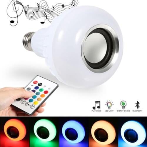 220V Smart Control Lamp RGB Bluetooth Remote Playing Speaker Music LED Bulb 15W Colorful Changing Light With IR Remote Control