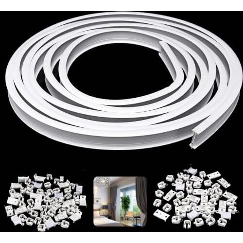 3/5/6m Flexible Ceiling Mounted Track Rail Straight Slide Windows Balcony Plastic Bendable Home Window Curtain Decor Accessories