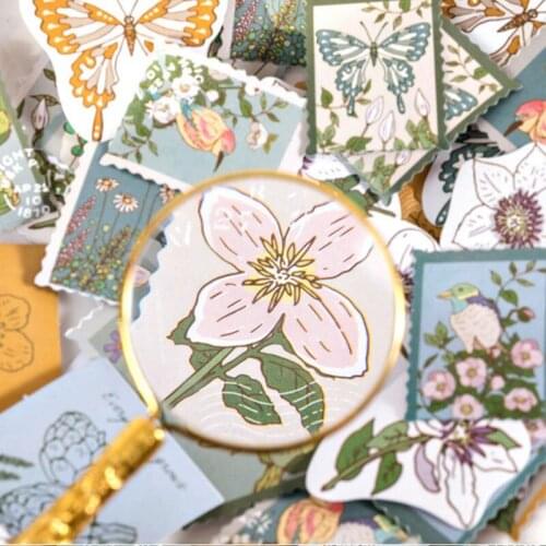 46pcs Creative Box Decorative Sticker Vintage Stamp Diary Album Label Sticker DIY Stationery
