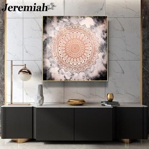 Abstract Flower Rose Canvas Painting Mandala Poster Print Wall Art Modern Living Room Home Decoration Accessories