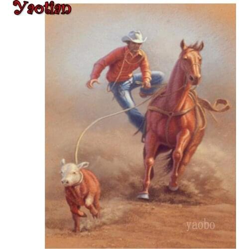 5D Diamond Painting Cowboy Horse Cow Farm Animal Embroidery Full Drill Square Round Rhinestone Diy Mosaic Decoration New Arrival