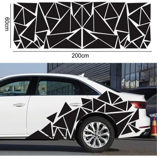 Car Stickers Matte Black Triangles Car Side Sticker Camouflage Car-styling Vinyl Decal Decor for Car Decoration 200x60cm