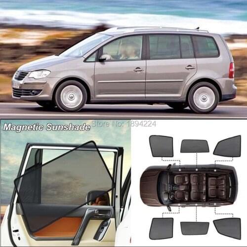Car Full Side Windows Magnetic Sun Shade UV Protection Ray Blocking Mesh Visor For Volkswagen Touran 2006