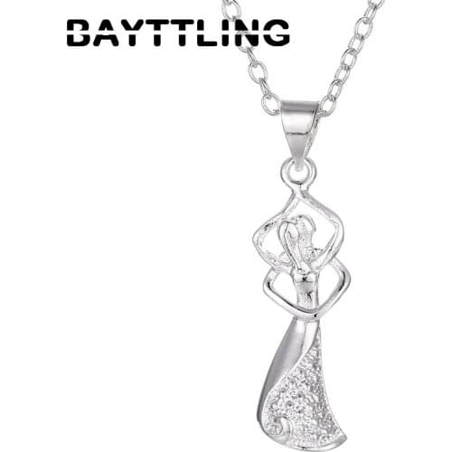 BAYTTLING 18 Inch 925 Sterling Silver Beautiful Girl Dancing Necklace For Couples Birthday Anniversary Gift Jewelry