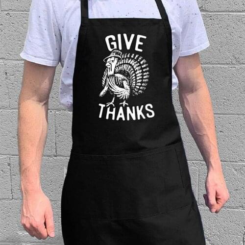 Give Thanks Turkey Apron Funny fall harvest Thanksgiving Chef Dad mom Grandpa Grandma gift BBQ family friend dinner decoration