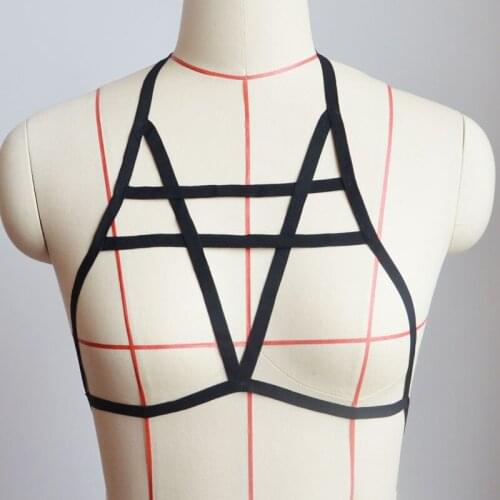 Cage bra Sexy Bondage Lingerie Set Black Halter Elastic Women Live broadcast Harness Harajuku Goth Rave Fetish Pole Dance Dress