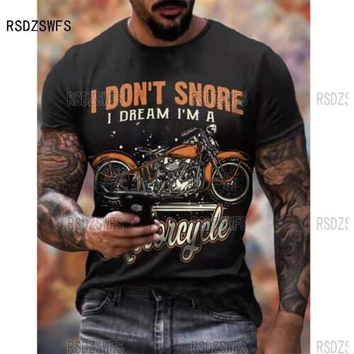Retro 3D Print T Shirt Men Popular Street Racing Style Summer Oversize Tees Motorcycle Rider Pattern Short Sleeve Male Clothes