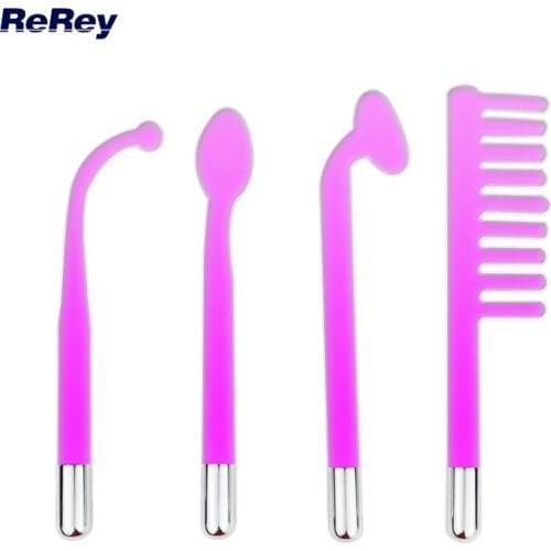 Violet Ray Mushroom Bend Comb Spoon Electrode UV Wand Glass Tube HF Facial Device Replacement Nozzle High Frequency Electrode