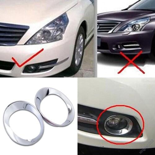 JanDeNing 2pcs For ABS Chrome Front Fog Light Lamp Frame Cover Trim For Nissan Teana 2008 2009 2010