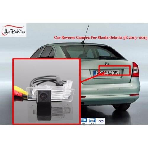 JanDeNing Waterproof HD CCD Car Rear View Parking/Backup Reverse Camera For Skoda Octavia 5E 2013-2015 License Plate Light OEM