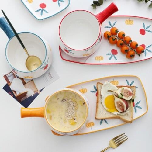 High-Temperature Underglaze Hand-Painted Ceramic Tableware Set For One Person Nordic Household Western Dishes Breakfast Bowls