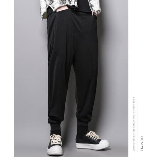 Summer and autumn dark Jane Ro Wind Deconstruction Casual Sports 100-match stitching loose bound pants nine-minute flying mouse