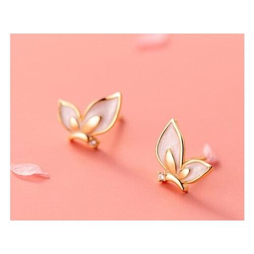 MloveAcc 925 Sterling Silver Women Earrings Enamel Butterfly Piercing Ear Silver 925 Earring Small for Girl 925 Silver Jewelry