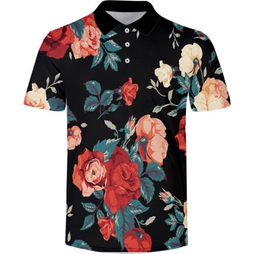 LCFA Mens Flower Leaf Sunflower Rose Printed Hawaiian Shirt Turn Down Collar Short Sleeve Button Casual Beach Shirt Loose Blouse