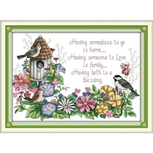 Joy Sunday Flowers Bird Cross Stitch Kit, Bird Nest Spring Beauty View Handmade Sewing Embroidery Decorative Gifts