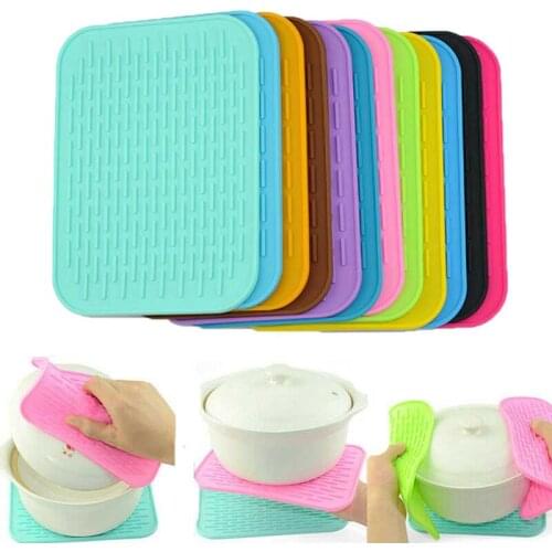 Non-Slip Mat Trivet Kitchen Black Silicone Mat Resistant Heat Hot Stand Pot Mat