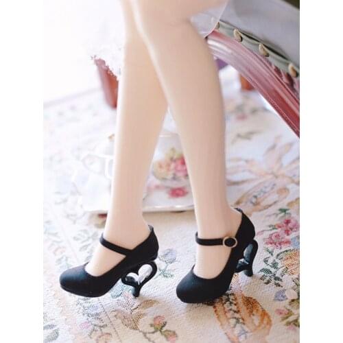 BJD doll shoes are suitable for 1 / 3 SD 16 fashion simple peach heart high heels classic black color doll accessories