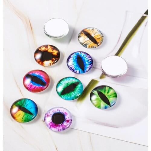 Pandahall 200pcs 20x6mm Dragon Eyes Cabochons Half Round/Dome Glass Cabochon for DIY Jewelry Making Accessories Cameo