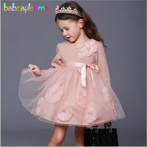 3-7Years/Autumn Winter Baby Girls Clothes Long Sleeve Tutu Dress Lace Princess Costume For Kids Dresses Children Clothing BC1307