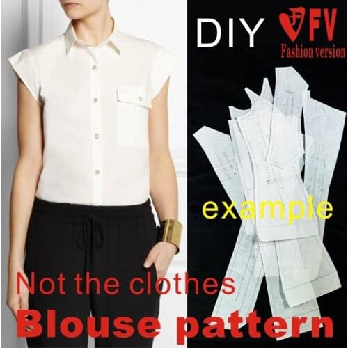 Cap-sleeve womens fashion shirts physical pattern 1:1 clothing production cutting drawings BCY-15