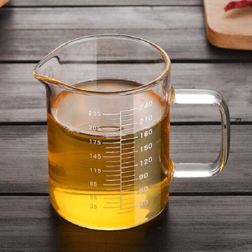 240ml Thick Wall Food Grade Glass Measuring Cup Pot Tea Kettle Transparent High temperature resistant Microwave heat Milk Cup