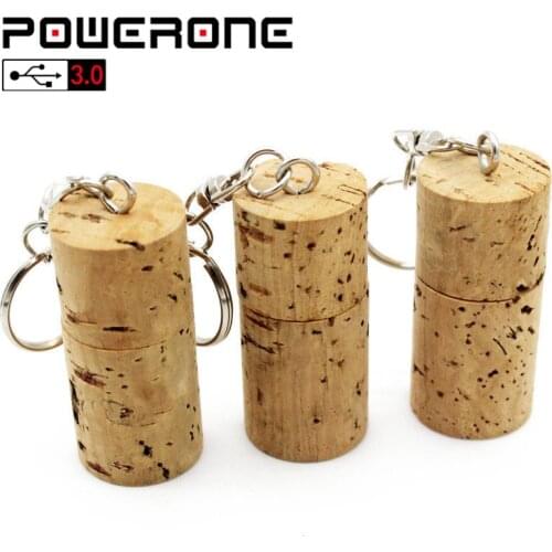 POWERONE usb flash drives USB 3.0 Wood cork bottle plug pendrive 4GB 16GB 32GB 64GB memory stick (1 PCS free custom logo)