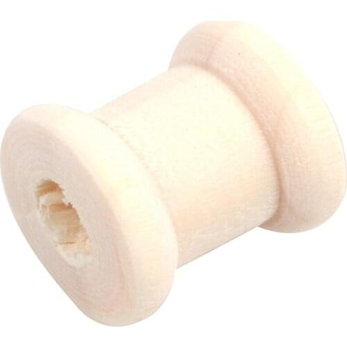 Practical 100Pcs Natural Cylinder Wooden Spools 14mm x12.6mm New