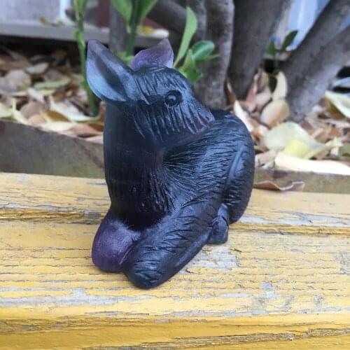 Natural Rock crystal figurine hand carved fluorite stone deer statue
