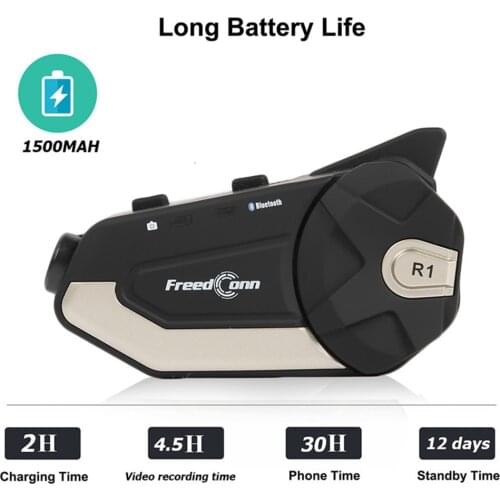 FreedConn R1 Motorcycle Headset Handsfree Bluetooth Helmet Interphone WiFi Recorder with Built-in Sport Full HD 1080P Camera