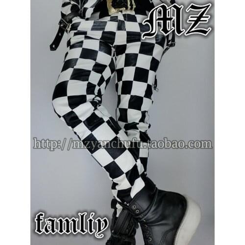 S-xxxl ! Plus Size Male Singer Dj Checkered Men Stage Costumes Motorcycle Leather Pants Trousers