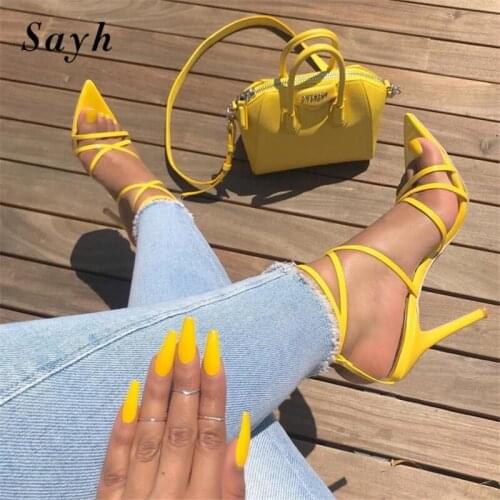 8 Color Women Gladiator Rome Pumps Ankle Strap Sandals Gold Stilettos Female Lady High Heel Shoes Fashion Runway Sexy Party