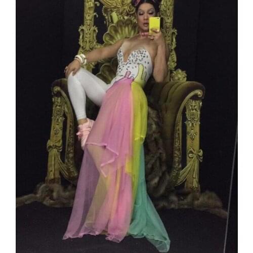 Night club sexy colourful Dance WEAR Party Stretch Jumpsuit Outfit