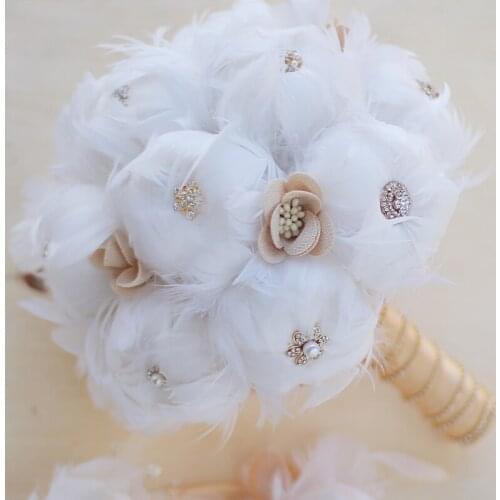 Iffo custom wedding wedding bridal bouquet white feather bouquet sakura feather peony bouquet