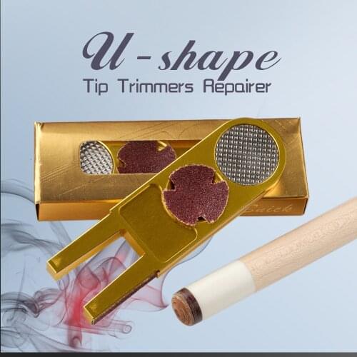 Billiard Pool Cue Tip Trimmers Repairer Muti-function U-shape Solid Alloy Billiard Burnisher Nickel Shaper Billiard Accessories
