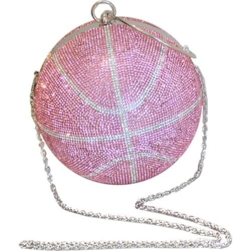 Women Glitter Basketball Prom Handbag Ladies Wedding Party Evening Clutch Banquet Purse Shoulder Bag
