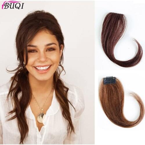 25CM natural color Natural Hairpin in Bangs Front Side Bangs for Women Synthetic Clip In Bangs Hair Extensions BUQI