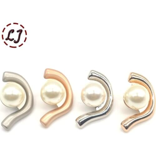 New fashion 10pcs/lot Ear shape pearl metal sewing button snaps for women shirt overcoat sweater decorative button accessory
