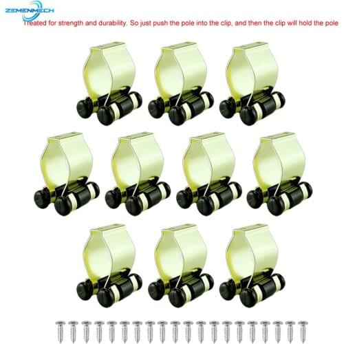 10X Gilding Metal Fishing Rod Clip Club Positioning Clamp Holder Accessory Fixing Rack Wall Mounted Rod Collection Rack Storage