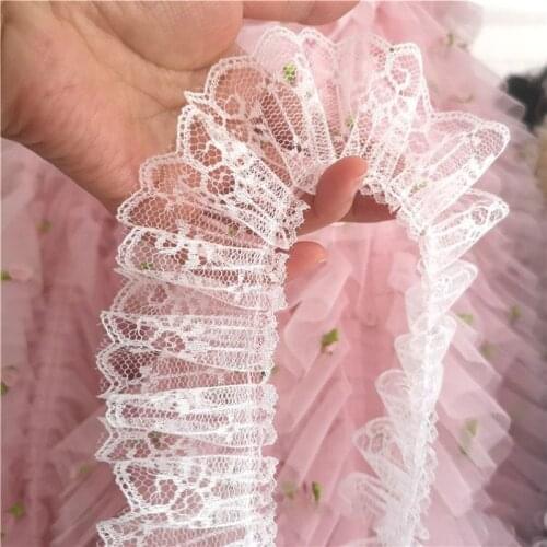 2 meters 50mm Flower Embroidery Lace Hollow Wrinkle Ribbon DIY Toy Doll Dress Trim Curtain Stage Clothing Decoration Accessories