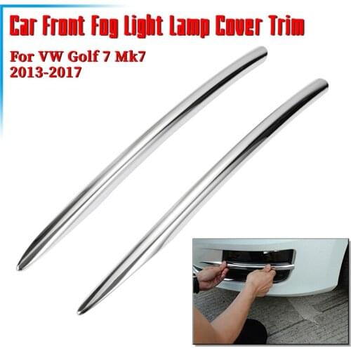2 Pcs Silver Front Fog Light Lamp Covers Trim ABS Chrome Strip Sticker Auto Decoration Accessories For VW Golf 7 Mk7 2013-2017