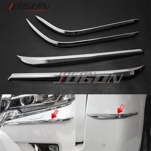 For Toyota Land Cruiser Prado Fj150 2018 2019 4pcs ABS Chrome Front & Rear Bumper Splliter Lip Strip Trim Car Accessories