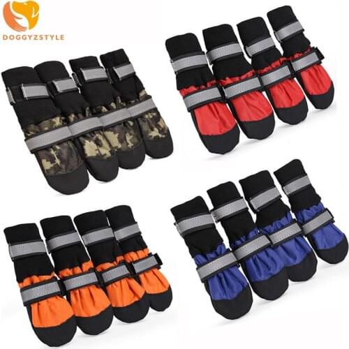 4pcs/set Waterproof Pet Dog Shoes Winter Reflective Snow Pet Boots Foot Protector Warm Sock For Small Medium Large Dogs Dropship