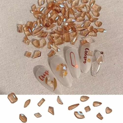 5pcs/bag Cute High Quality Crystal Gold Different Shapes Crystal Gem Flat-Black Gem Decoration Nail Art RM43