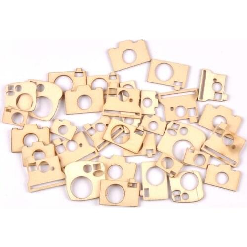 50Pcs Wood Handicraft mixed camera DIY Wooden Crafts Scrapbookings Accessories Embellishment decorations 15-30mm MT1928