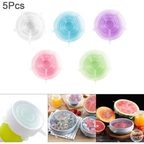 6pcs/lot Thickened Universal Circular Silicone Stretch Food Preservation Cover Bowl Pot Lid for- 60 ~ 140 Centigrade
