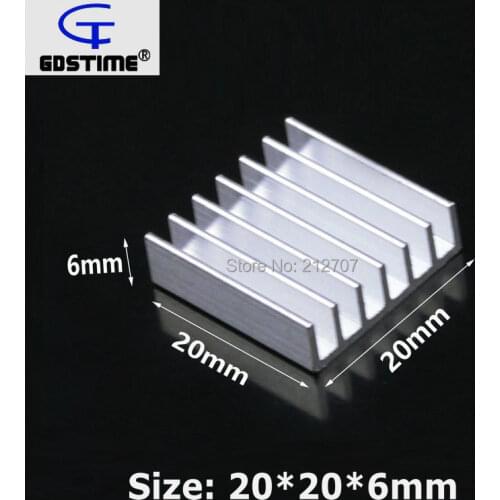 Gdstime 20x20x6mm Aluminum IC LED Cooling Cooler Heat Sink Heatsink Radiator 10pcs Free Freight